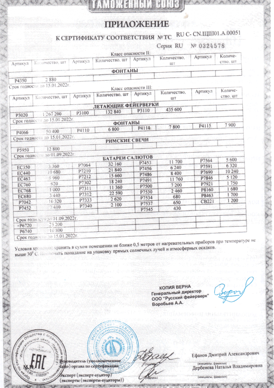 Сертификат соответствия № 0324578  - Североморск | severomorsk.salutsklad.ru 